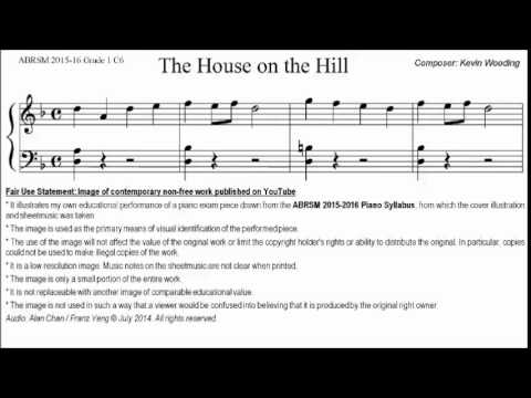 ABRSM Piano 2015-2016 Grade 1 C:6 C6 Kevin Wooding House on Hill (Spooky Piano Time) Sheet Music