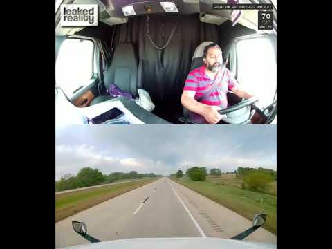 Tak się kończy zaśnięcie za kierownicą TIRa. Sam nagrał swoją akcję