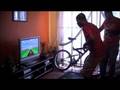 Realvibez prepares to race Usain Bolt using a NES Power Pad