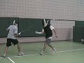 after a series of quarte disengage attacks, bijan takes several counter-ripostes before finishing with a  fleche. (for those striving for perfection--he's too close when i'm coming forward/hand is too far back in his sixte parry & he's not fully stretched in the fleche--aside from these things, i think bijan has admirable form but i'm his coach & biased...)