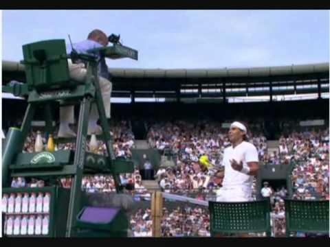 Rafael Nadal, the umpire, and hawkeye..