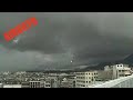 Airbus A340 landing Hong Kong Kai Tak Airport 香港啟德機場as storm approaches