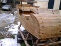slitta in legno antica trainata da cavalli