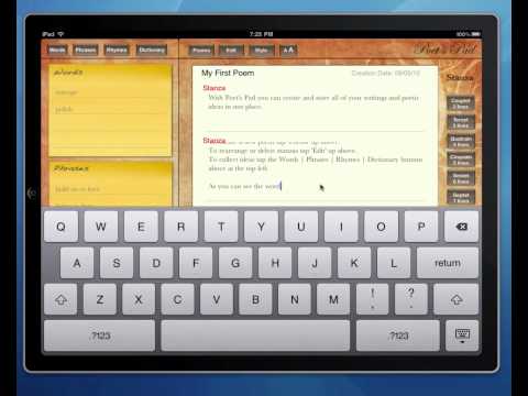 Poetry Writing Software - iPad Poem Writing Spoken Word App, Poet's Pad