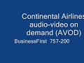 continental airlines audio video on demand  avod 
