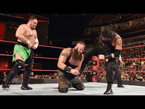 The Roman reigns vs Braun Strowmen vs Samoa Joe Triple thread match RAW 31/07/2017👌
