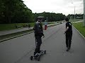 Russian police ride a mountainboard