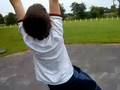 Adam trying to get through monkeybars