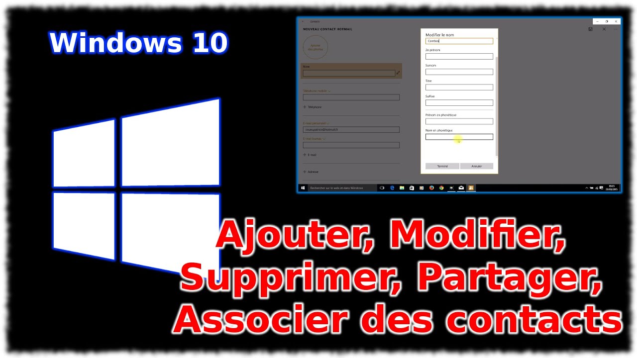 Contacts : Ajouter, Modifier, Supprimer, Partager, Associer