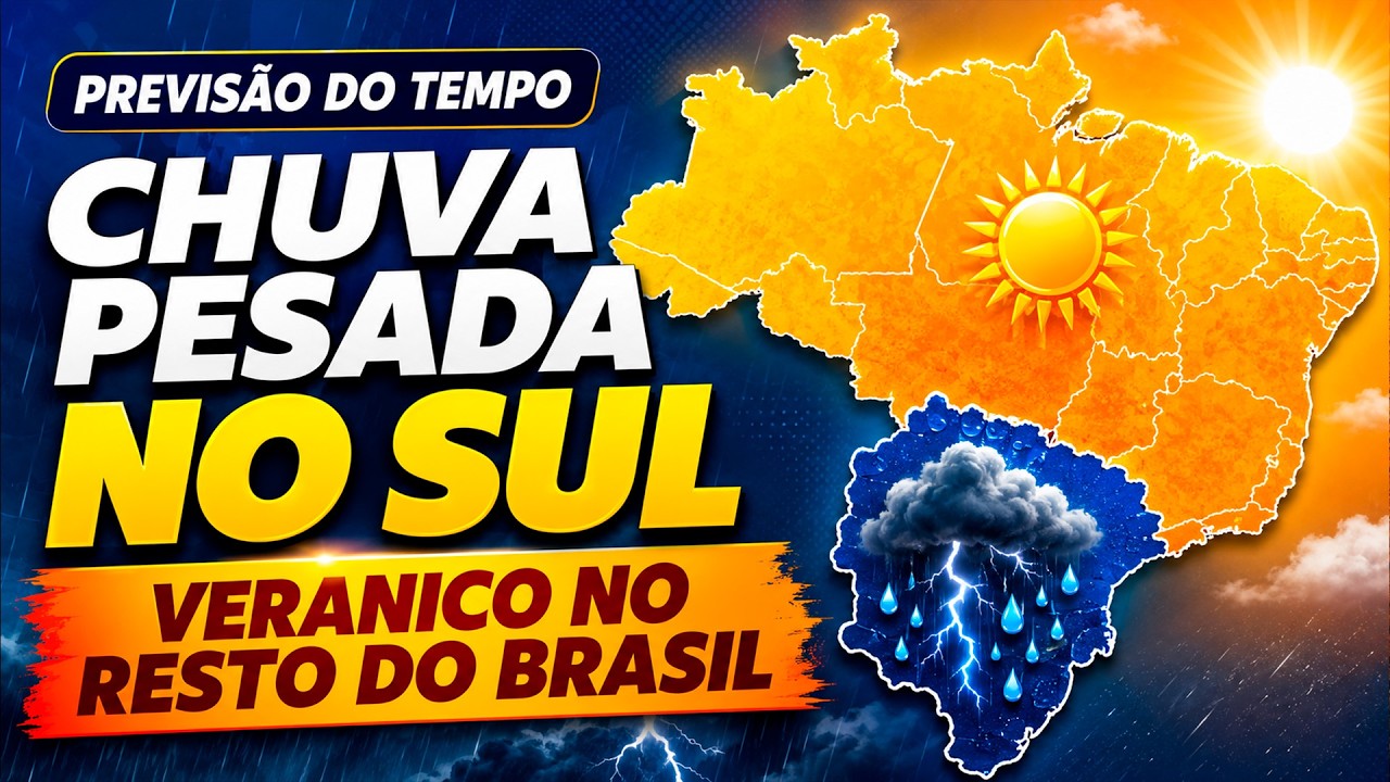 Chuva pesada no Sul contrasta com veranico e calor de até 40°C em outras regiões do país.