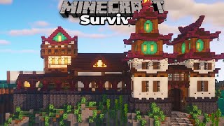 How to build an Awesome Wooden Castle for Minecraft 1.15 Survival 