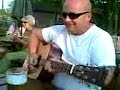 sniffer on guitar outside fox pudsey