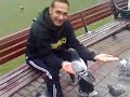 Ubaid and Aziz feeding pigeons