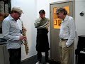 benjamin koppel is testing custombuild jessen' g-mezzosopran. peter jessen and anders koppel is listening.
