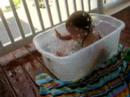 Lucy in her \"pool\"