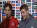 Steven Gerrard falls live on TV