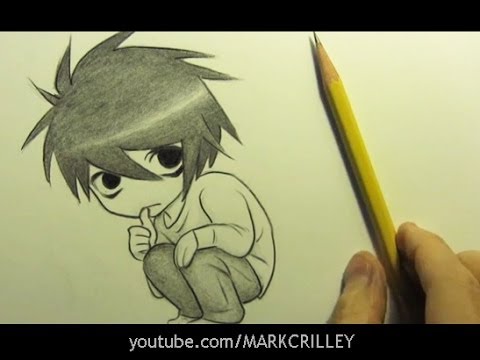 how to draw l'from death note chibi