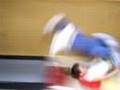 little spazzy girl falling off the treadmill