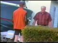 dee rino dresses up in spandex, fishnet sleeves with an orange vest, colored hair, carrying anal lube, handcuffs, a cucumber, etc... and goes to random houses with a fake intivation that he fills in with the persons address.  absolutely funny as hell!!!!