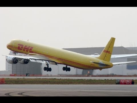 DC 8 - delivered in 1969... The highly polished CFM56-2C turbojet engines coupled with rich yellow and red colors make a strikingly beautiful sight as one of DHL's ...