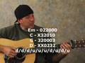Beginner acoustic guitar lesson on strumming chords rhythms