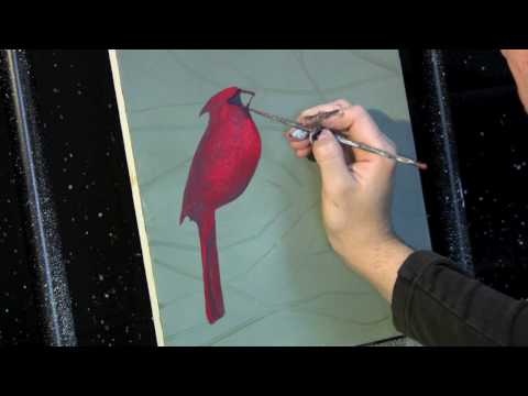 Time Lapse Acrylic Painting Cardinal on the Branch by Tim Gagnon http://www.timgagnon.com
