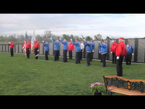 veterans - Ft Collins All Veterans Honor Guard at the traveling Vietnam Wall at the Veteran's Plaza on May 23, 2013.