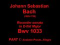 johann sebastian bach (1685-1750): recorder sonata in e-flat major (bwv 1033). part 1: andante-presto, allegro
according  to the baroque use, i play this sonata a third minor up (from the original for flute in c maj.)