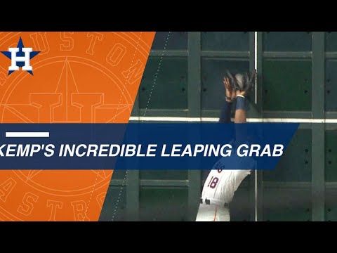 Video: Tony Kemp makes a fantastic leaping grab at the left-field wall