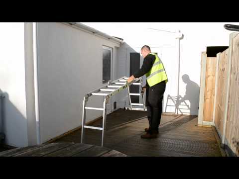 multi purpose ladders - This four section hinged folding ladder can be used in four different ways & can also be configured as a handy workbench. Lightweight & compact, when folded ...