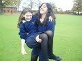 Layla and Danielle do a dance.