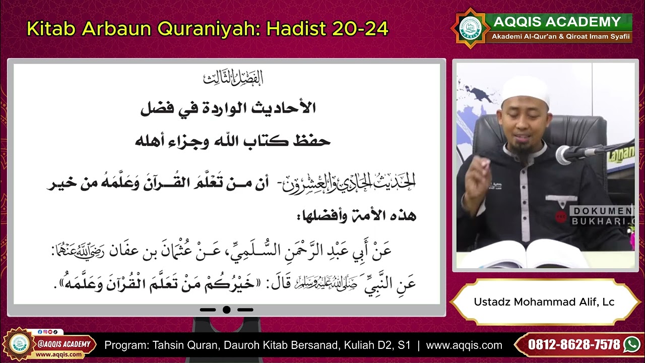 Kitab Arbaun Quraniyah Hadist 20-24