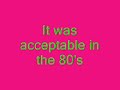 Calvin Harris -Acceptable in the 80's lyrics