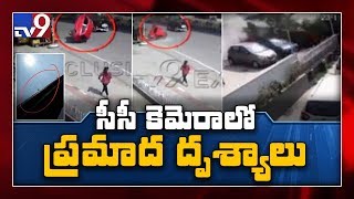 Exclusive Visuals : Car falls from Gachibowli flyover in Hyderabad