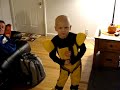 Nikolas dancing in his halloween costume.