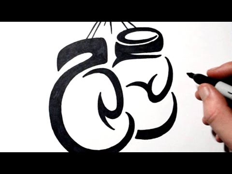 video-linktoworks-How to Draw Boxing Gloves - Simple Tribal Tattoo...
