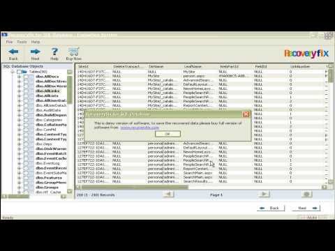 how to recover wsus database