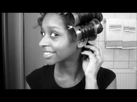 silk wrap - My 1st roller set on natural hair (filmed in 2010)