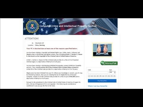 How to remove 'computer crime and intellectual property section' virus (CCIPS Moneypak Virus )