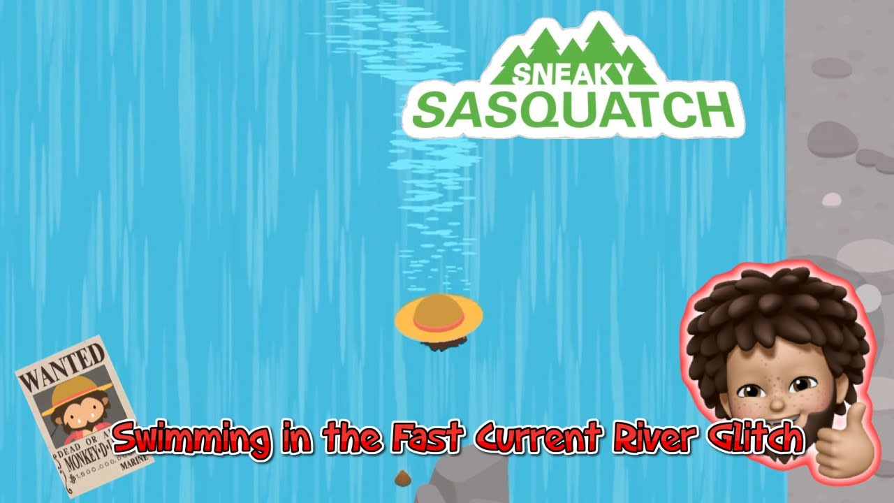 Sneaky Sasquatch - swimming in the fast current river Glitch