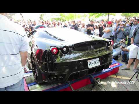 LOUD Blacked Out Ferrari F430 Dyno w/t Massive Downshifts