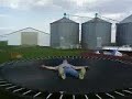 Senior citizen on trampoline