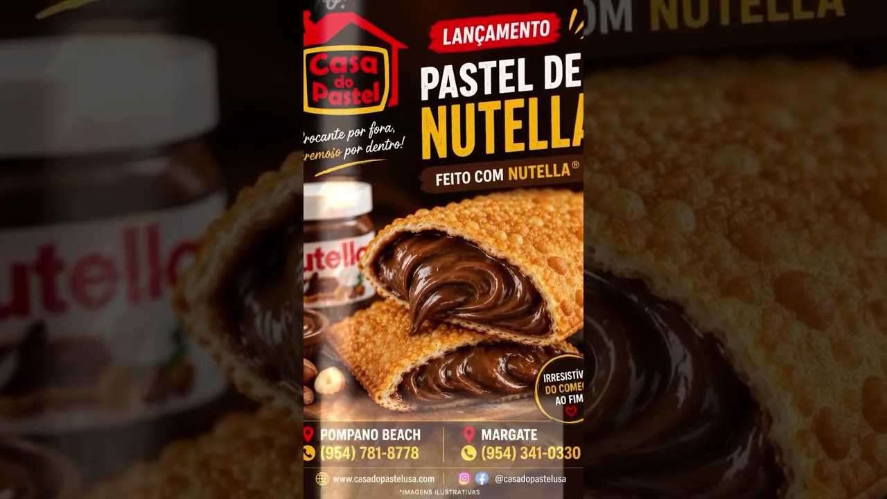 PASTEL DE DOCE DE LEITE, NUTELA E ROMEU E JULIETA NA CASA DO PASTEL NA FLORIDA