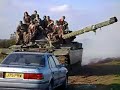 Tank crushes car 1 Tank crushes car 1
