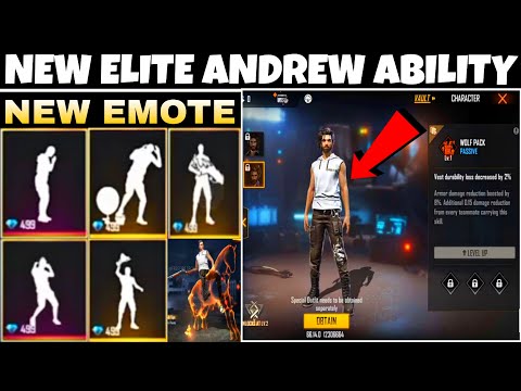 FREE FIRE ELITE ANDREW ABILITY || FREE FIRE OB27 NEW EMOTE | FREE FIRE NEW EMOTE AFTER UPDATE