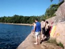 Camping at Killbear - Carl testing the waters