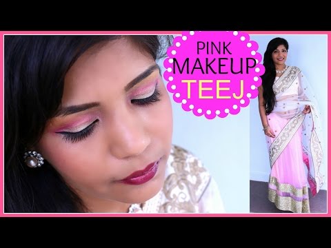 TEEJ FESTIVAL Indian Makeup Tutorial,Nepali,Bangladesi Pink Makeup Look 2014