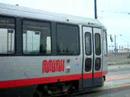 Streetcar crosses Fourth Street Bridge -- Southbound Streetcar crosses Fourth Street Bridge -- Southbound