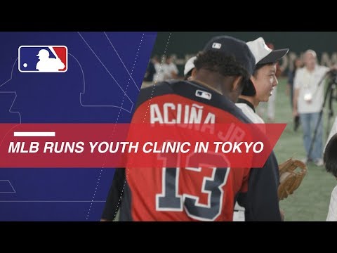Video: MLB stars mic'd up during youth clinic in Japan