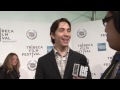 justin long, keir o'donnell and evan rachel wood stop and talk to pretentious film majors' ben silverio at the tribeca film festival's red carpet premiere of...